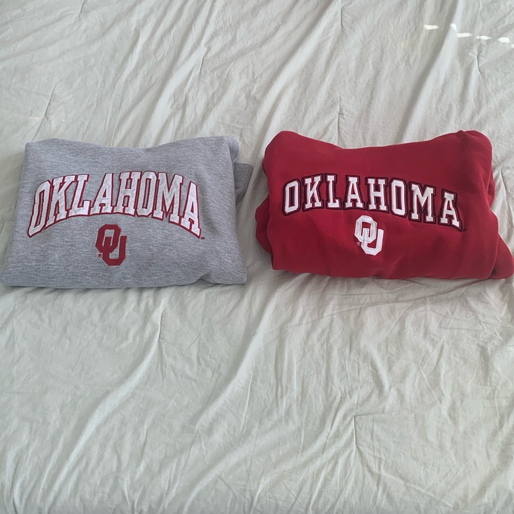 Two Oklahoma Hoodies - One Red and One Grey